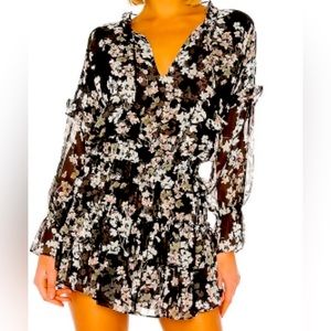 NWT MISA Los Angeles-Lolita Dress in Black Ditsy Floral XS